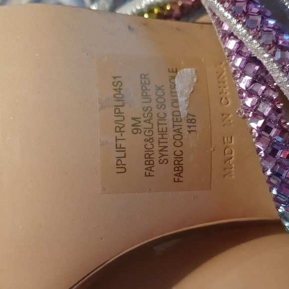 Steve Madden Uplift Rainbow Rhinestone highlace up Silver Heel New SZ 9, 9.5M - Picture 12 of 13